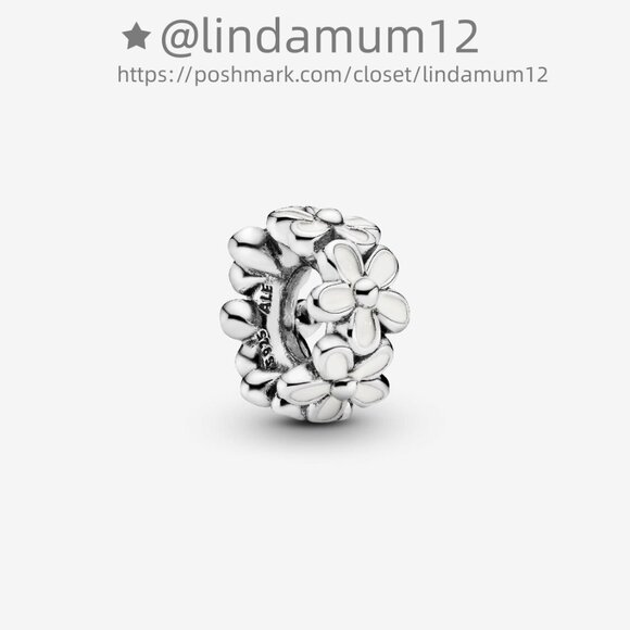 Pandora White Daisy Flower Spacer Charm - Picture 1 of 4